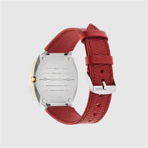 orologio gucci 25h|GUCCI 25H watch, 34mm in red leather .